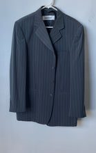 Load image into Gallery viewer, Riccardo Mens Blue Gray Pinstripe Long Sleeve Four-Button Blazer Size 42R
