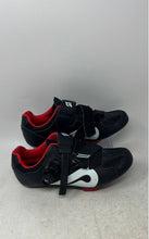 Load image into Gallery viewer, Peloton Mens Black Red Leather Adjustable Strap Road Cycling Shoes Size EUR 39
