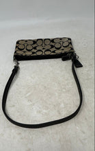 Load image into Gallery viewer, Coach Womens Brown Black Signature Print Charm Zipper Demi Wristlet Wallet
