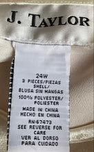 Load image into Gallery viewer, J. Taylor Womens Beige Satin Sleeveless Round Neck Pullover Tank Top Size 24W
