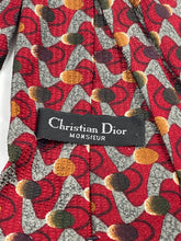 Load image into Gallery viewer, Christian Dior Mens Red Printed Keeper Loop Adjustable Formal Pointed Tie
