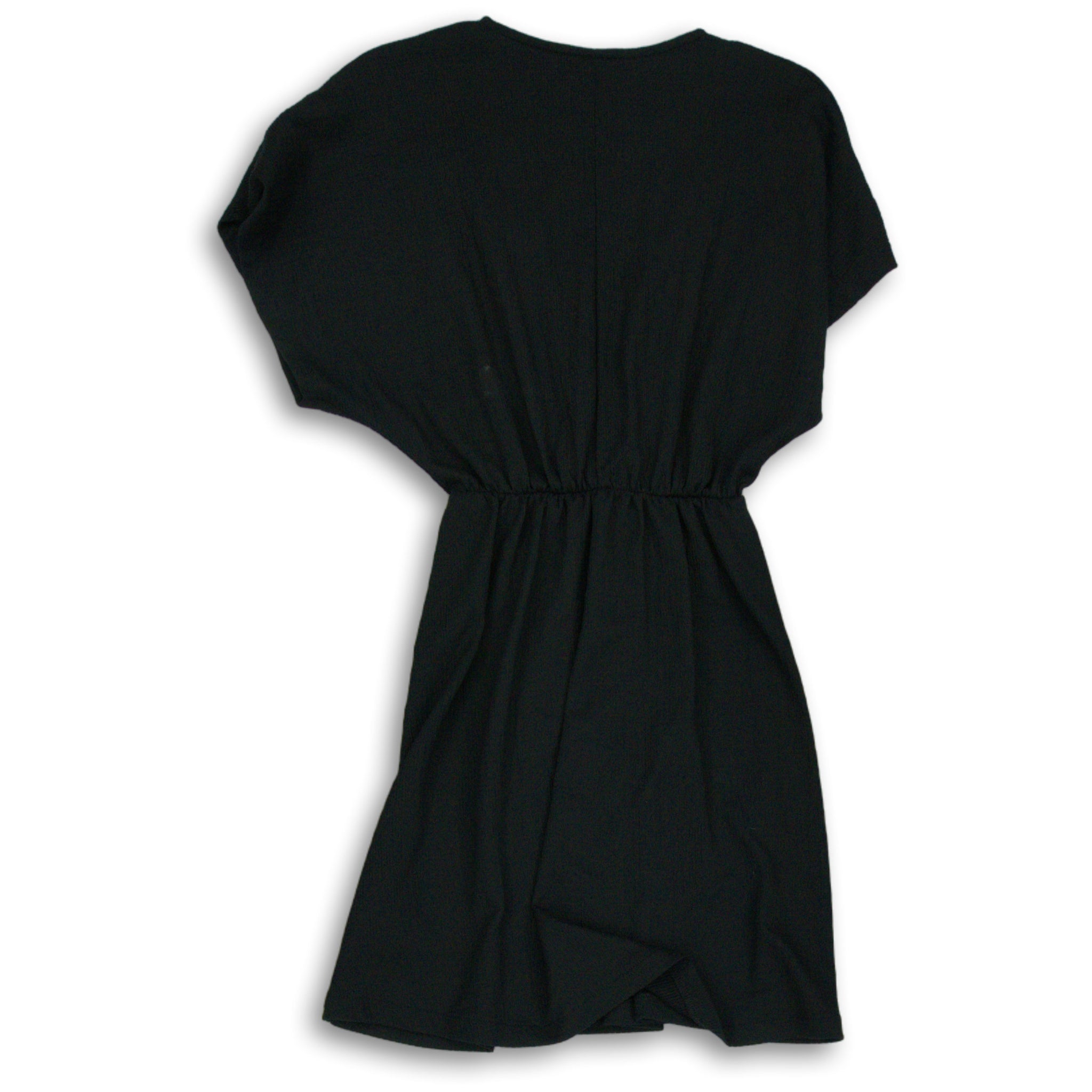 H&M Womens Black Short Sleeve V-Neck Knee Length Wrap Dress Size S Wit ...
