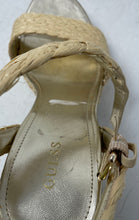 Load image into Gallery viewer, Guess Womens Gabela Gold Leather Open Toe Block Platform Heels Size 10M
