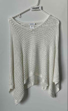 Load image into Gallery viewer, Chico's Womens White Open-Knit V-Neck Pullover Poncho Blouse Top Size S/M
