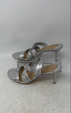 Load image into Gallery viewer, Lauren Ralph Lauren Womens Silver Pleated Slip-On Stiletto Strappy Heels Sz 7.5B
