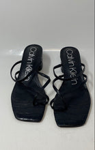 Load image into Gallery viewer, Calvin Klein Womens Belma 2 Black Croco-Embossed Block Heel Slide Sandals Sz 9.5
