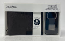 Load image into Gallery viewer, Calvin Klein Mens Brown Leather Credit Card Bifold Wallet w/ Key Fob Set In Box
