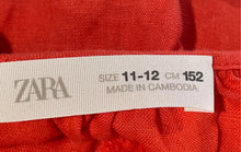 Load image into Gallery viewer, Zara Girls Red Long Sleeve Button Front Cropped Blouse Top Size 11-12
