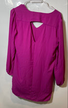 Load image into Gallery viewer, Saks Fifth Avenue Womens Dark Pink Long Sleeve V-Neck Shift Dress Size Small

