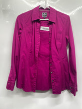 Load image into Gallery viewer, Express Womens Magenta Long Sleeve The Essential Button-Up Shirt Size M

