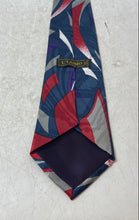 Load image into Gallery viewer, L'uomo Mens Blue Abstract Print Adjustable Keeper Loop Pointed Tie
