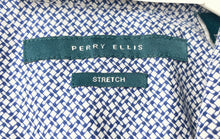 Load image into Gallery viewer, Perry Ellis Mens Blue Printed Lightweight Short Sleeve Button-Up Shirt Size S
