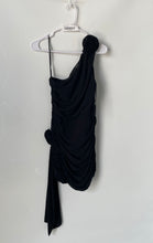 Load image into Gallery viewer, Forever 21 Womens Black One Shoulder Rosette Side Ruched Mini Dress Size S
