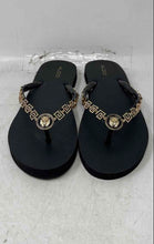 Load image into Gallery viewer, Aldo Womens Minarie Golden Black Open Toe Slip-On Flip-Flop Sandals Size 9/10
