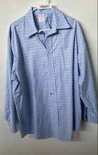 Load image into Gallery viewer, Brooks Brothers Mens Blue Plaid Cotton Non-Iron Long Sleeve Dress Shirt Sz 17.5
