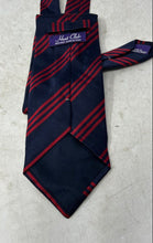 Load image into Gallery viewer, Hunt Club Mens Navy Blue Red Striped Silk Keeper Loop Adjustable Pointed Tie
