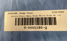 Load image into Gallery viewer, Calvin Klein Mens Blue Cotton Spread Collar Long Sleeve Dress Shirt Size 18 1/2
