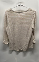 Load image into Gallery viewer, Chico's Womens Beige White Striped Print Long Sleeve Blouse Top Size M
