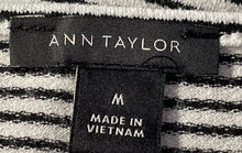 Load image into Gallery viewer, Ann Taylor Womens White Black Striped Long Sleeve Round Neck Blouse Top Size M

