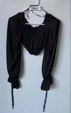 Load image into Gallery viewer, Forever 21 Womens Black Long Sleeve Off-The-Shoulder Cropped Blouse Top Size M
