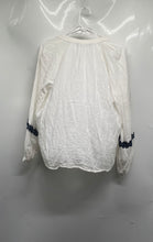 Load image into Gallery viewer, Zara Womens White Embroidered Lace Trim Cotton Linen Button Blouse Top Size M
