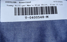 Load image into Gallery viewer, Tommy Hilfiger Mens Blue Long Sleeve Collared Dress Shirt Size 17 1/2
