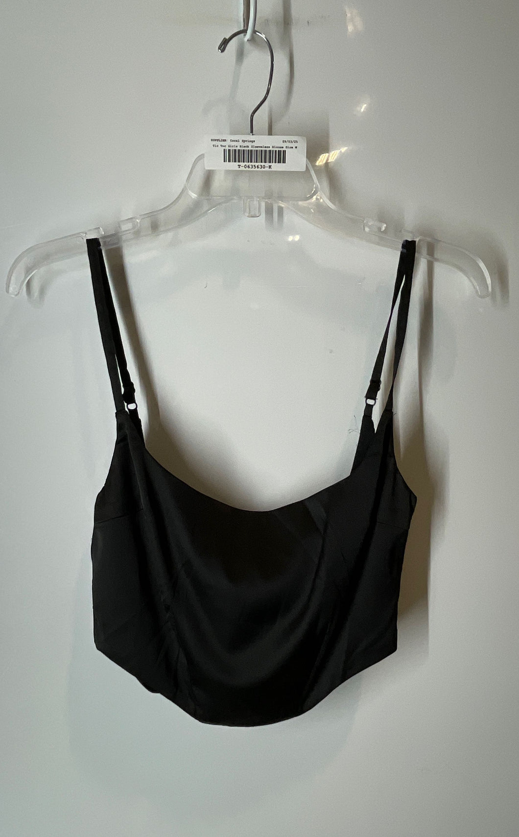 Tic Toc Girls Black Sleeveless Back Zip Lined Cropped Top Size M With Tag