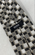 Load image into Gallery viewer, Hugo Boss Mens Brown Gray Printed Adjustable Pointed Tie
