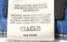 Load image into Gallery viewer, Express Womens Blue Denim Medium Wash Raw Hem Straight Leg Jeans Size 10R
