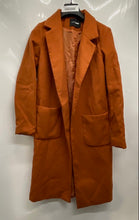 Load image into Gallery viewer, Fashion Nova Womens Brown Long Sleeve Collared Pockets Open Front Overcoat Sz M
