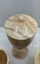 Load image into Gallery viewer, Marble Brown &amp; Beige 3-Piece Stone Decorative Collectible Trophy Cup Vase
