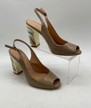 Load image into Gallery viewer, Goveci Womens Beige Peep Toe Adjustable Strap Block Slingback Heels Size EUR 38
