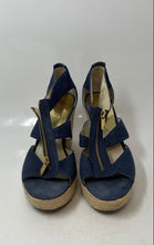 Load image into Gallery viewer, Michael Kors Womens Damita Blue Open Toe Wedge Heel Platform Sandals Size 10
