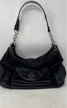 Load image into Gallery viewer, Avon Womens Black Leather Outer Flap Pocket Shoulder Strap Tote Bag
