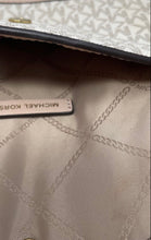 Load image into Gallery viewer, Michael Kors Womens Beige Pink Signature Print Flap Wristlet Wallet
