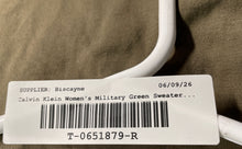 Load image into Gallery viewer, Calvin Klein Womens Military Green Crew Neck Puff Sleeve Blouse Top Size Small
