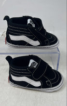 Load image into Gallery viewer, Vans Kids Sk8-Hi Crib White Black Hook And Loop Low Top Sneaker Shoes Size 3
