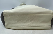 Load image into Gallery viewer, Joy Mangano Womens White Gray Leather Double Handle Shoulder Tote Handbag
