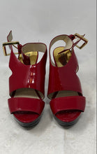 Load image into Gallery viewer, Michael Kors Womens Carla Red Patent Leather Buckle Platform Sandals Size 6M
