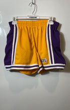 Load image into Gallery viewer, Mitchell &amp; Ness Boys Yellow Purple NBA Los Angeles Lakers Athletic Shorts Size L
