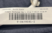 Load image into Gallery viewer, Armani Exchange Mens Blue V-Neck Short Sleeve Pullover T-Shirt Size M
