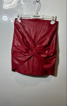 Load image into Gallery viewer, Zara Womens Red Faux Leather Twisted Knot Front Mini Skirt Size XS With Tag
