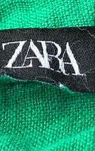 Load image into Gallery viewer, Zara Womens Green Linen Long Sleeve Collared Blouse Top Size XS
