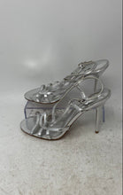 Load image into Gallery viewer, Aldo Womens Silver-Tone Leather Open Toe Stiletto Heel Slingback Sandals Size 38
