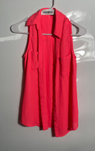 Load image into Gallery viewer, Express Womens Bright Pink Sleeveless Double Pockets Button-Up Shirt Size XS
