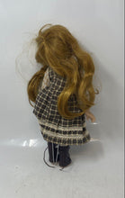 Load image into Gallery viewer, Vintage Unique Brown Hair And Eyes Blue Beige Dress Porcelain Doll
