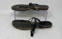 Load image into Gallery viewer, Coach Womens Black Leather Open Toe Flat Slingback Sandals Size 6.5 B

