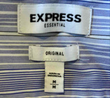 Load image into Gallery viewer, Express Womens Blue White Striped Long Sleeve Original Button-Up Shirt Size M
