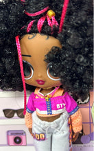 Load image into Gallery viewer, Camp Cutie Hey Sis Black Curly Hair Top And Pants Outfit Girl Fashion Doll
