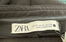 Load image into Gallery viewer, Zara Womens Black Stretch Side-Zip High-Rise Stirrup Ankle Leggings Size Medium
